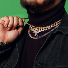 T-Rex 4 Pcs Set Cuban, Tennis & Rope Chain Bundle Gold PT