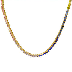 Lit Face 4 Pcs Set Cuban, Tennis & Rope Chain Bundle Gold PT