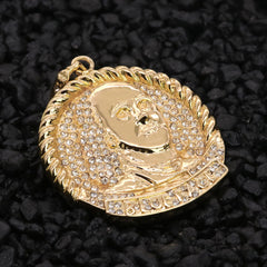 $100 Benjamin Medallion Pendant 20" Rope Chain Hip Hop Style 18k Gold Plated