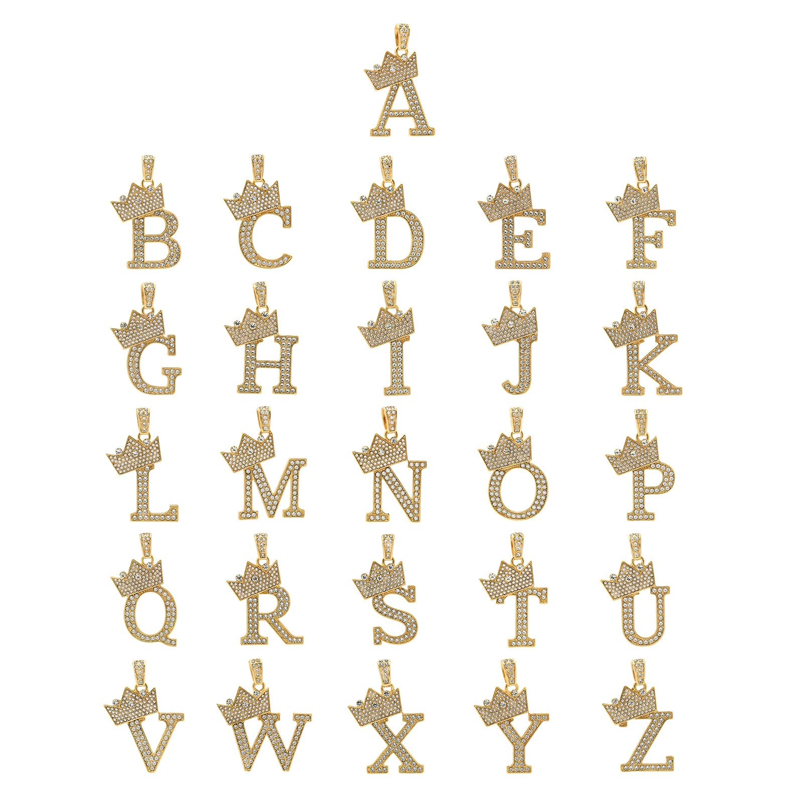 FIGARO CHAIN ALPHABET PENDANT CROWN A-Z