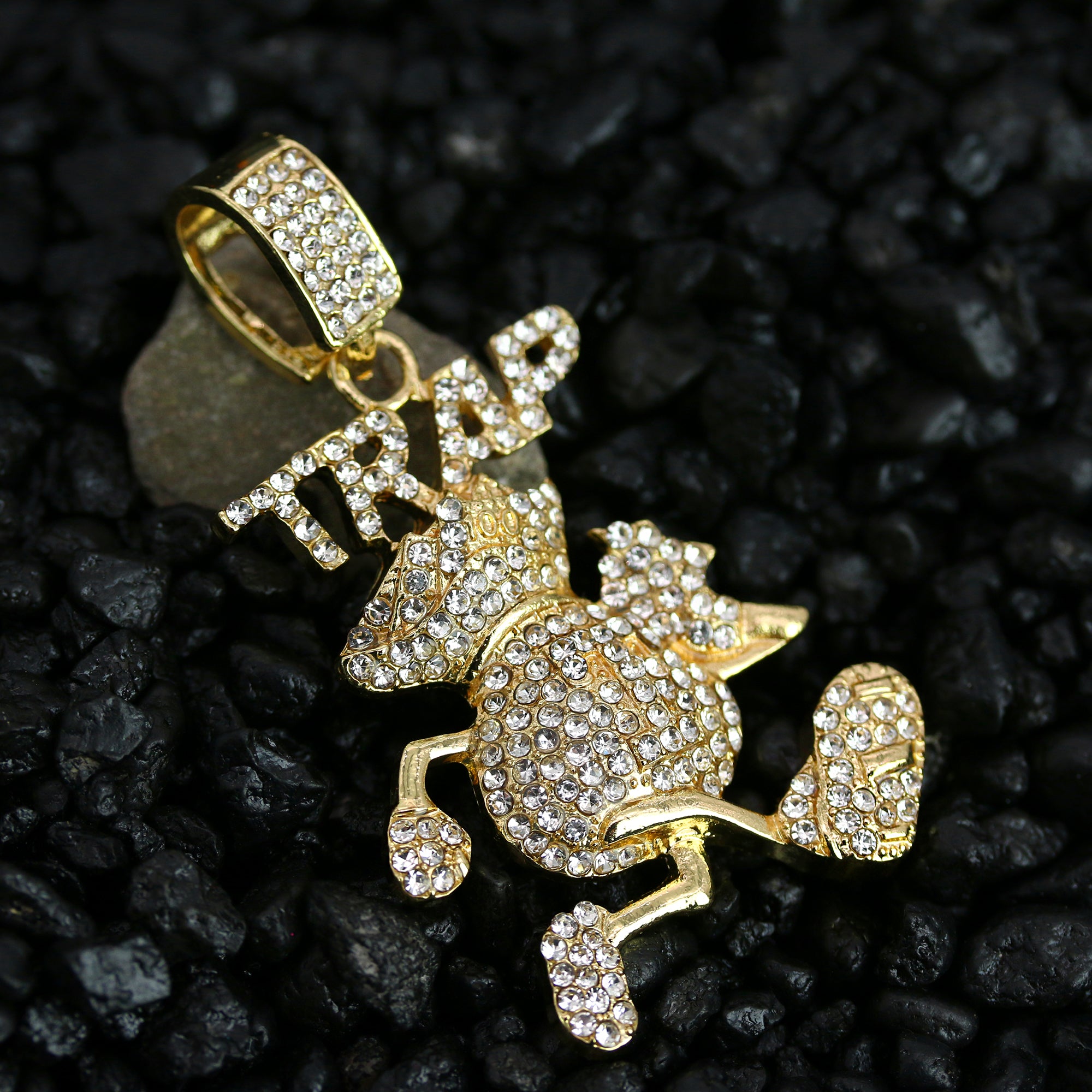 Trap Money Bag Pendant Rope Necklace Chain Men's Hip Hop 18k Cz Jewelry