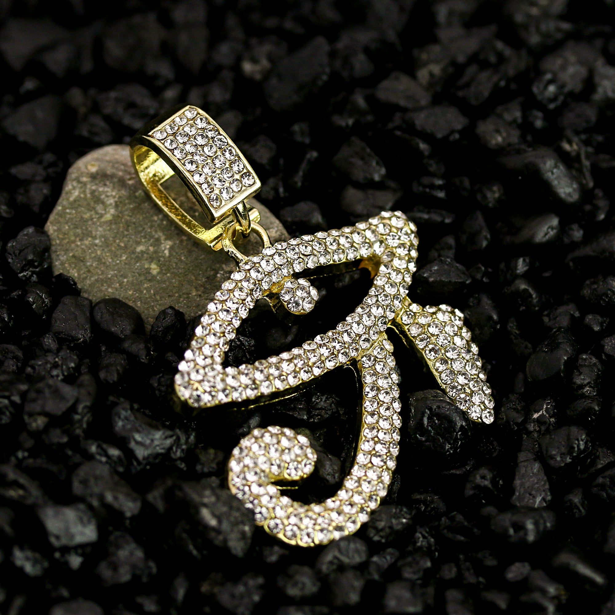 Eye Of Ra Pendant Rope Necklace Chain Men's Hip Hop 18k Cz Jewelry