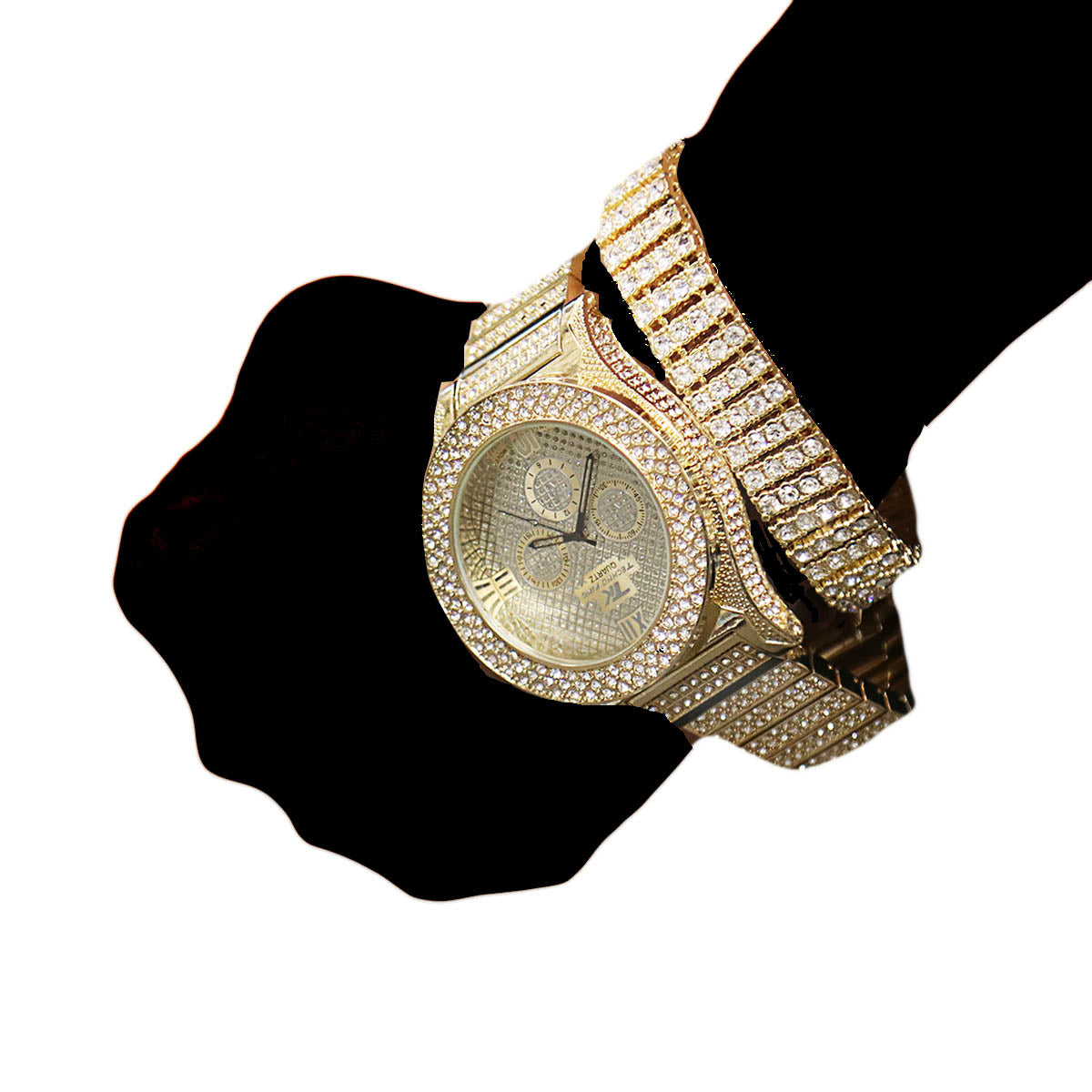 TK Gold Ice Out Techno KING Watch & Bracelet SET