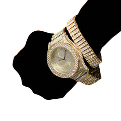 TK Gold Ice Out Techno KING Watch & Bracelet SET