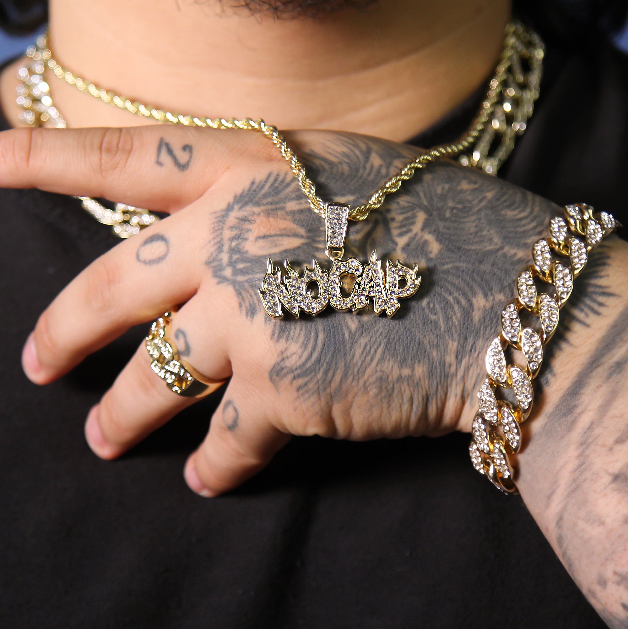 Hip Hop NO CAP Pendant 18k Gold Plated Rope Necklace with Cubic Zirconia Simulated Diamond for Men Women…