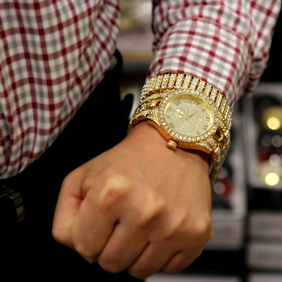 Copy of TK Gold Ice Out Techno KING Watch & Bracelet SET