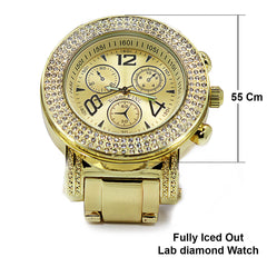 TK3 Gold Ice Out Techno KING Watch & Bracelet SET