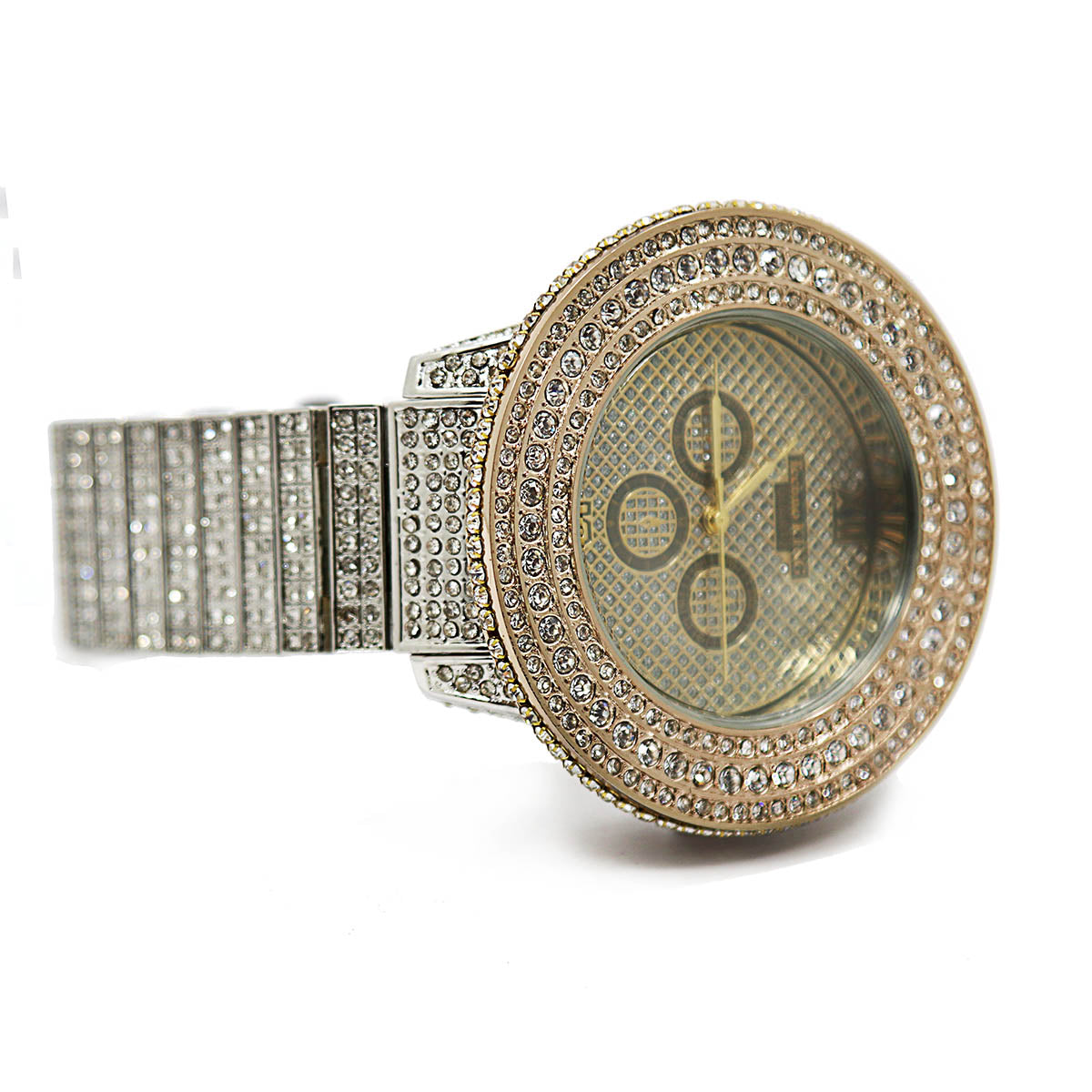 Two Tone Gold Ice Out Techno KING Watch & Bracelet SET
