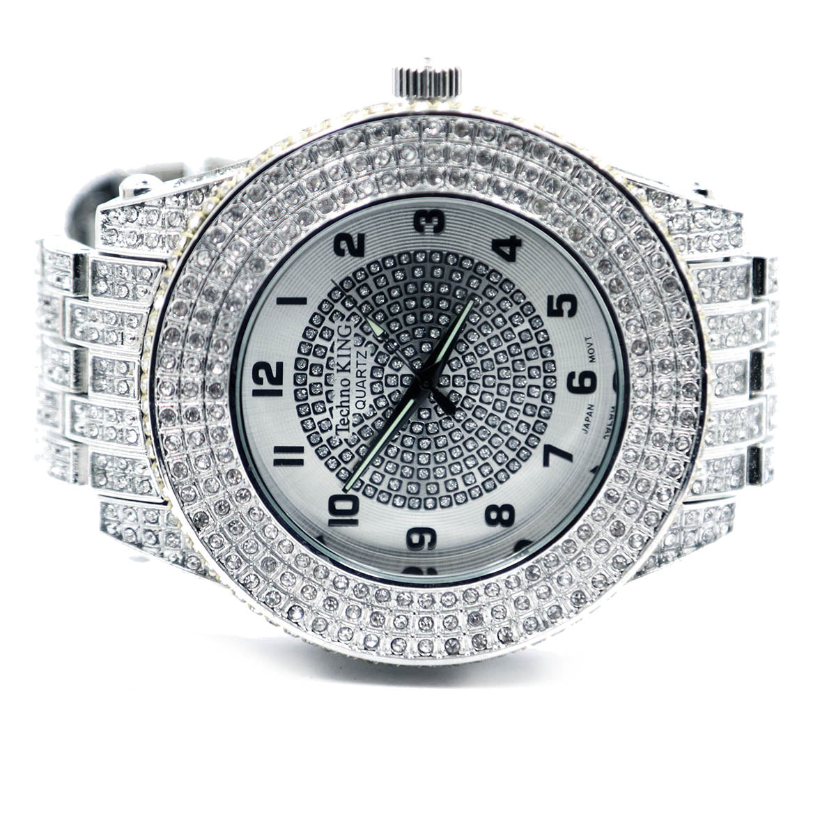 White Gold Ice Out Techno KING Watch & Bracelet SET 5