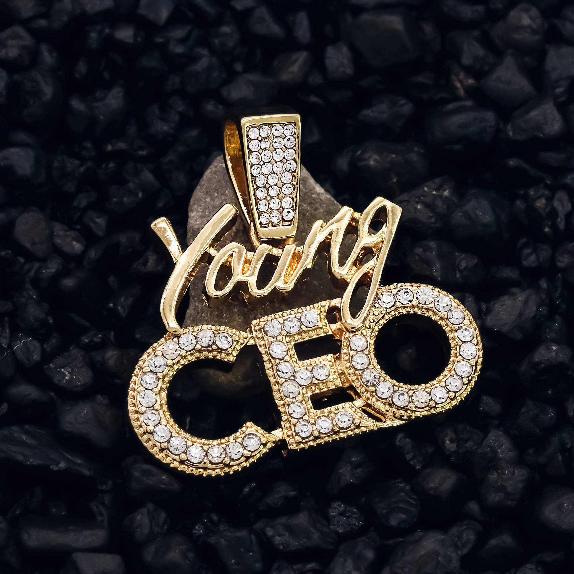 Exquisite Young CEO Pendant Rope Necklace Chain Men's Hip Hop 18k Cz Jewelry