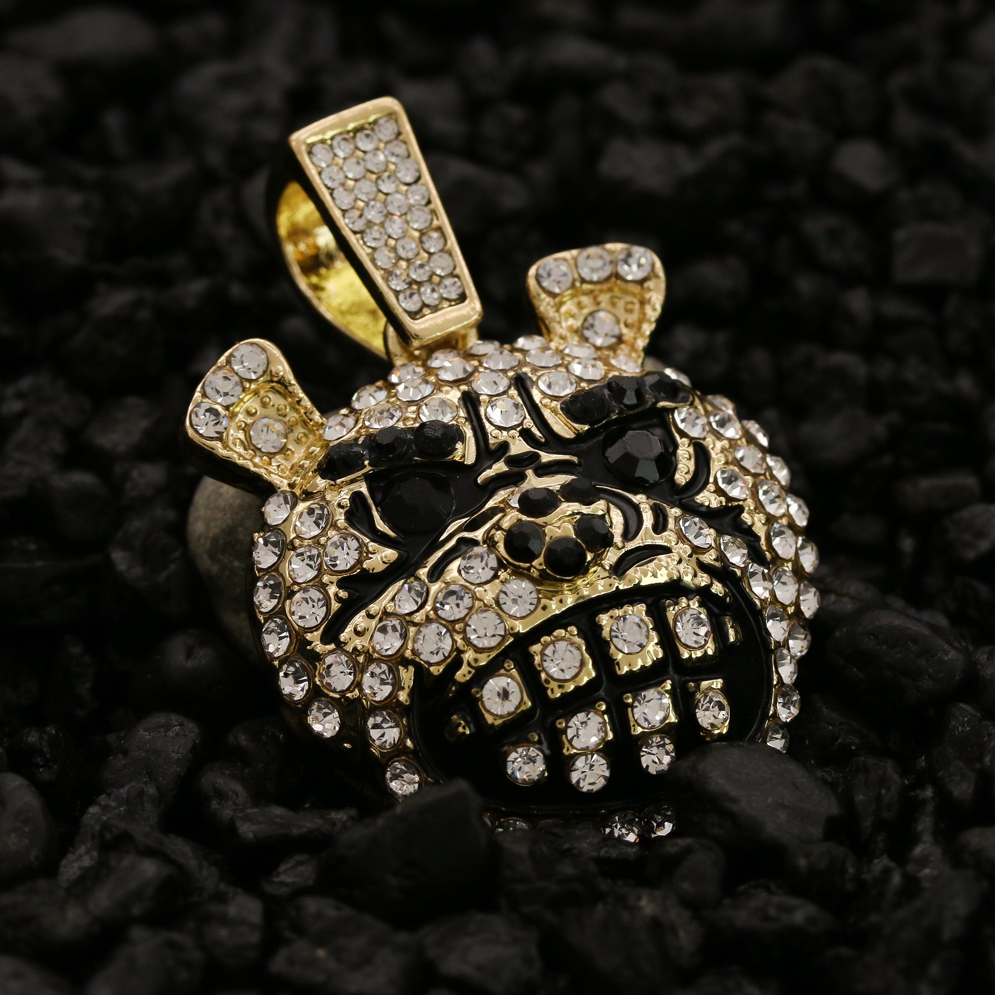 Exquisite Mad Dog Face Pendant Rope Necklace Chain Men's Hip Hop 18k Cz Jewelry