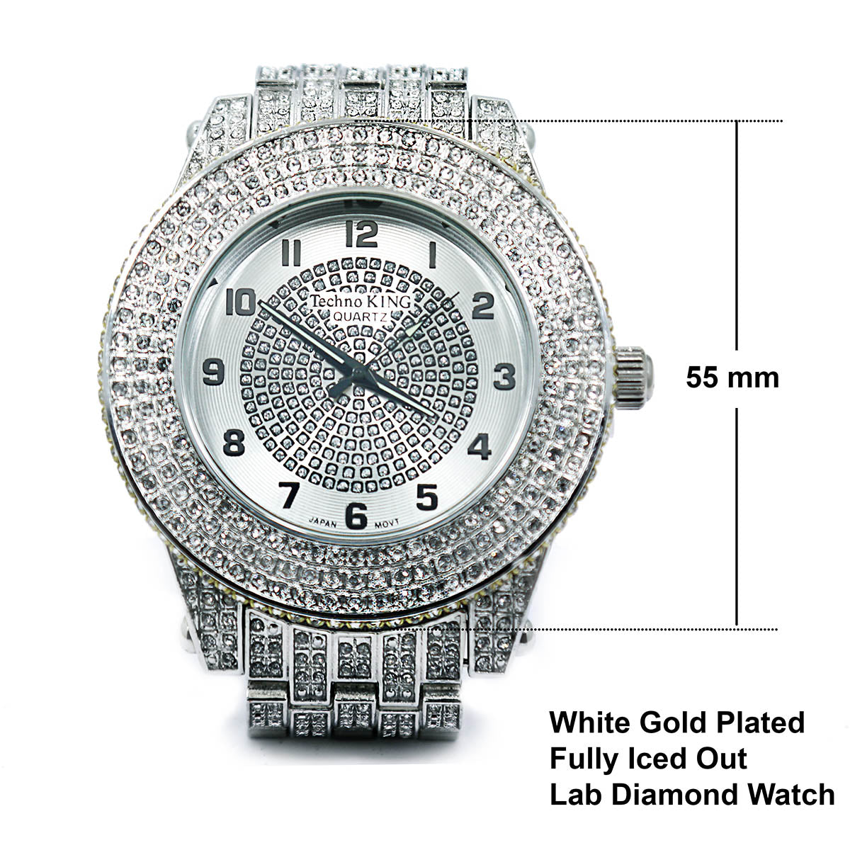 White Gold Ice Out Techno KING Watch & Bracelet SET 5