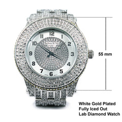 White Gold Ice Out Techno KING Watch & Bracelet SET 5