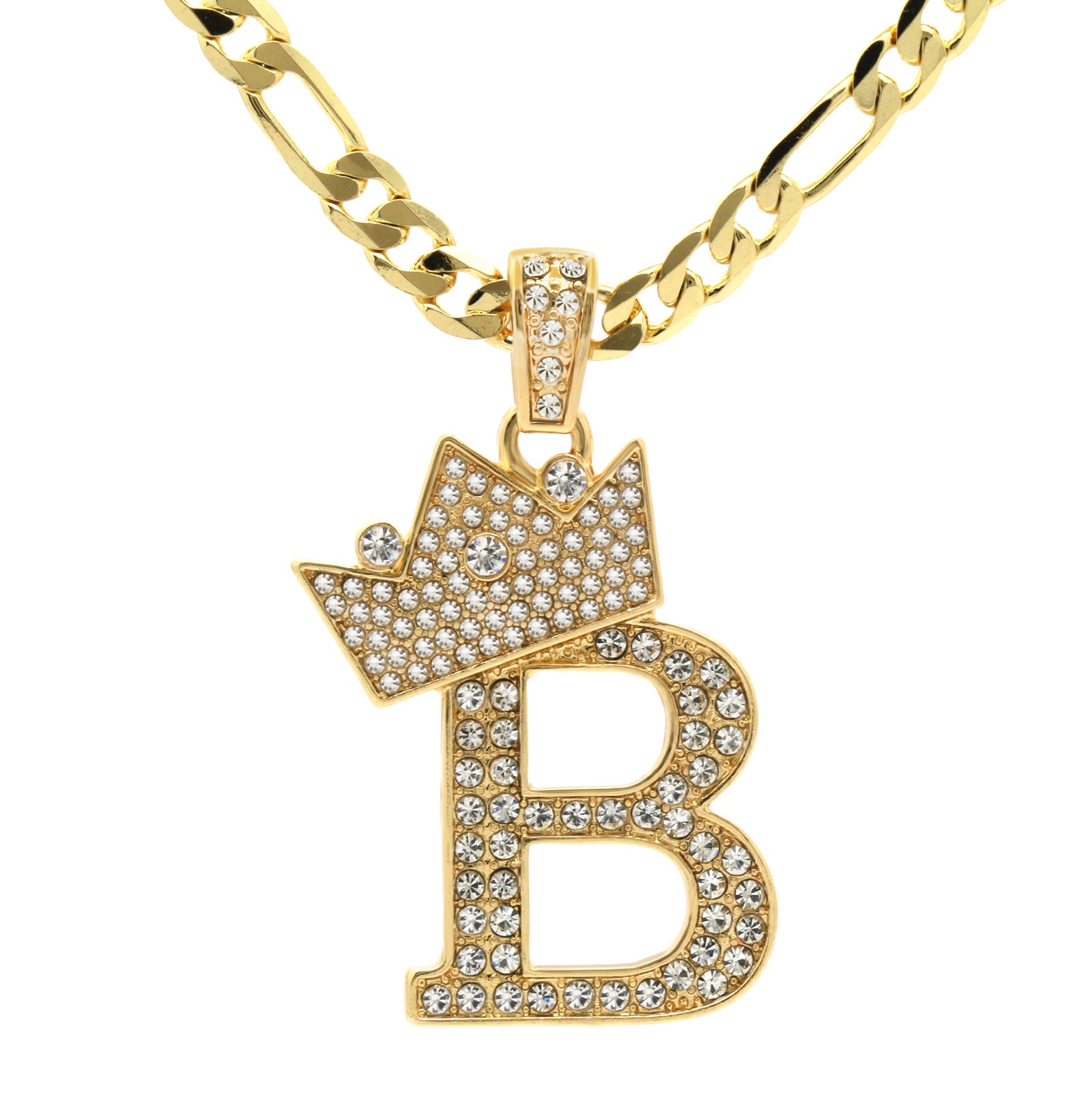 FIGARO CHAIN ALPHABET PENDANT CROWN A-Z