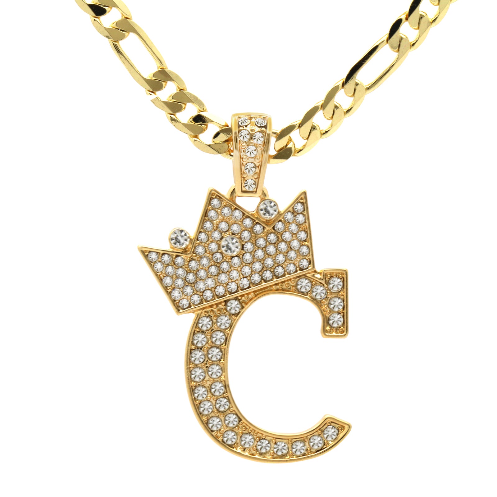 FIGARO CHAIN ALPHABET PENDANT CROWN A-Z