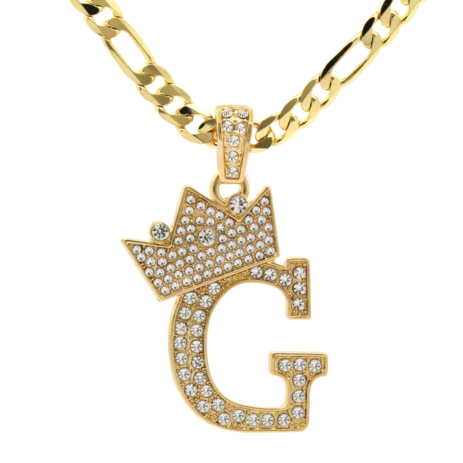 FIGARO CHAIN ALPHABET PENDANT CROWN A-Z