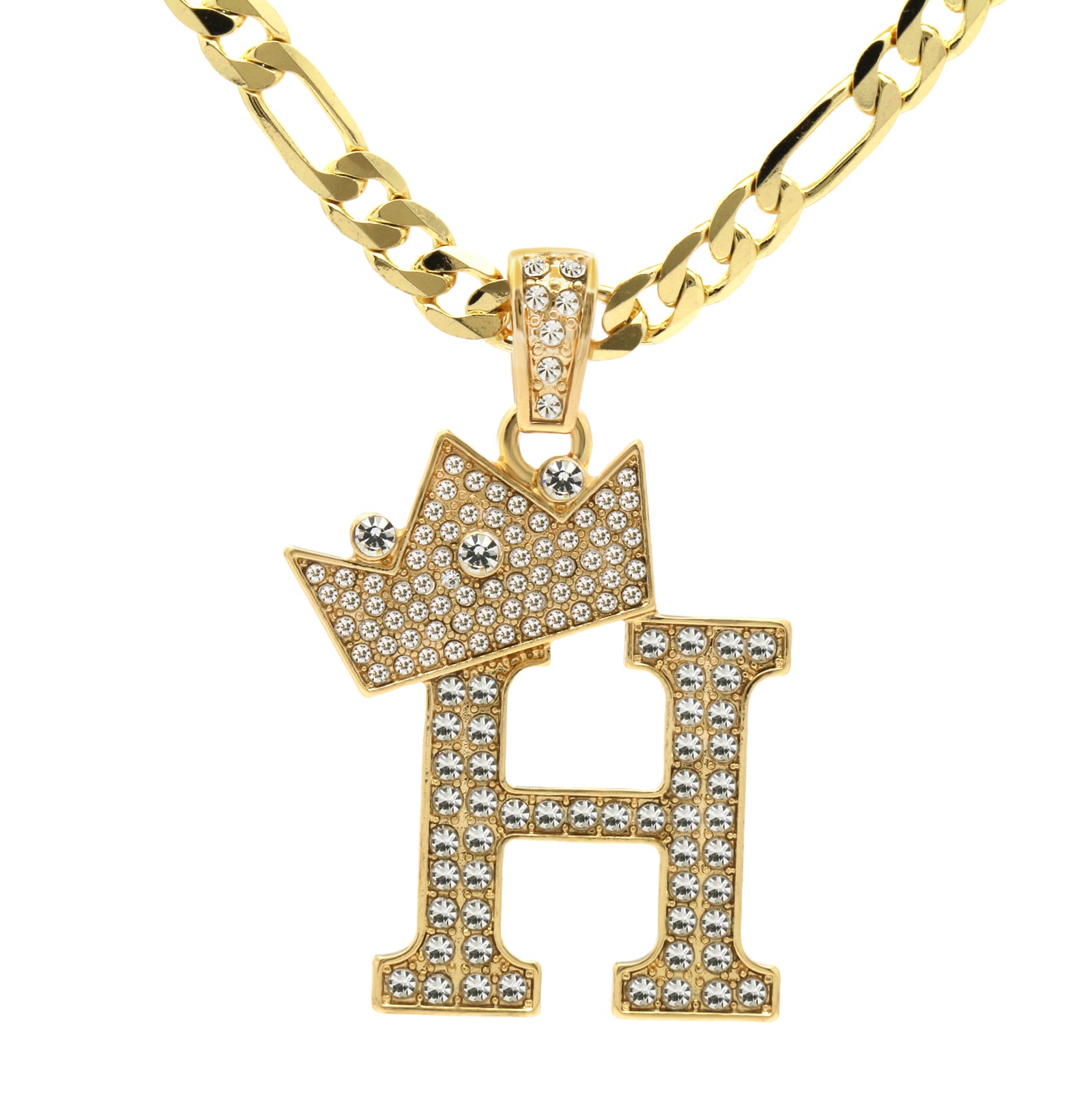FIGARO CHAIN ALPHABET PENDANT CROWN A-Z