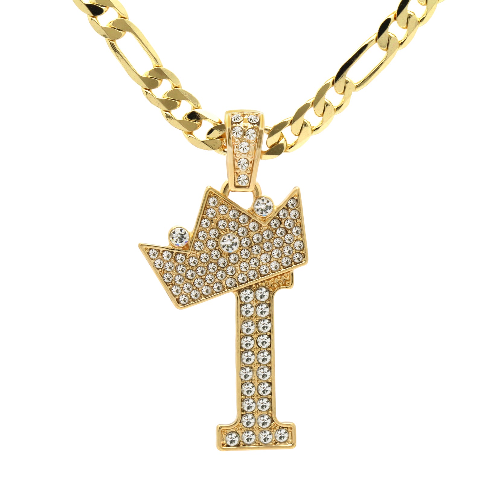 FIGARO CHAIN ALPHABET PENDANT CROWN A-Z