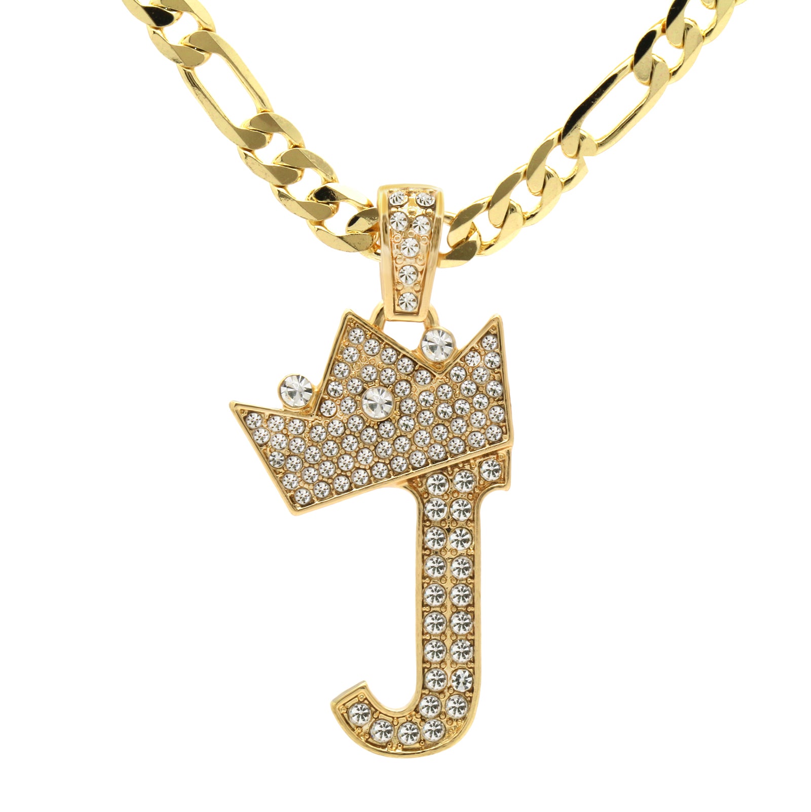 FIGARO CHAIN ALPHABET PENDANT CROWN A-Z