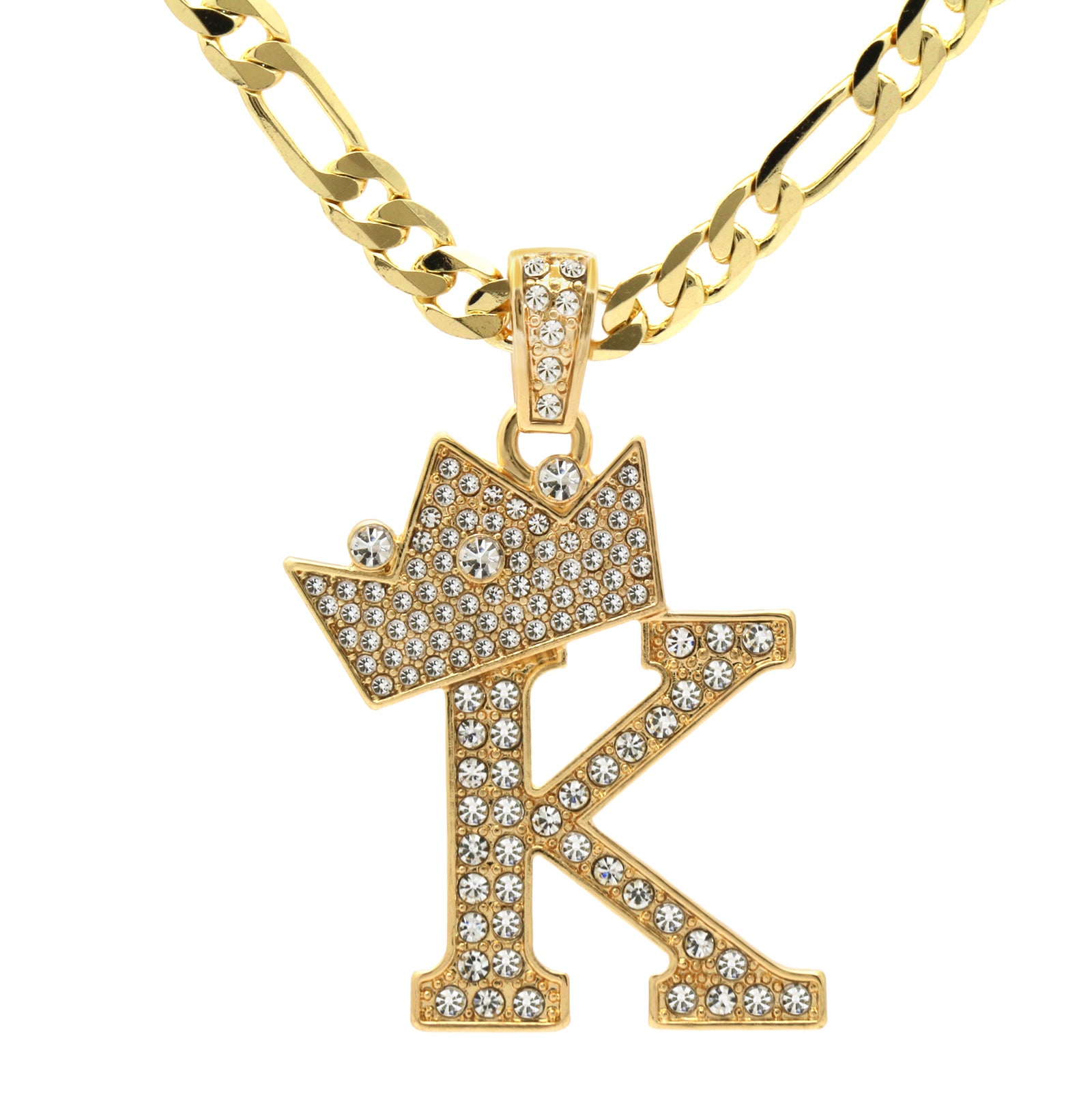 FIGARO CHAIN ALPHABET PENDANT CROWN A-Z