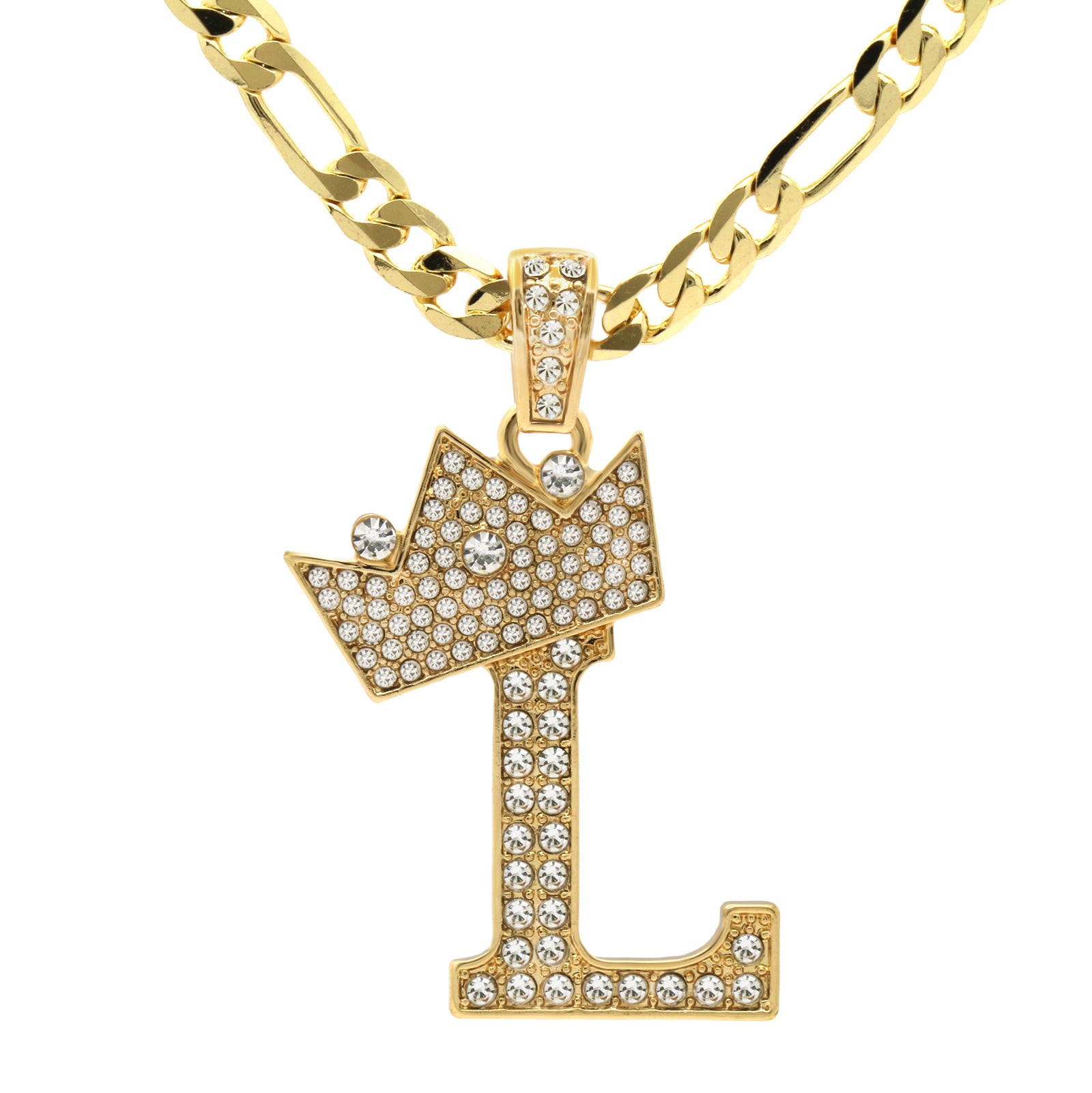FIGARO CHAIN ALPHABET PENDANT CROWN A-Z