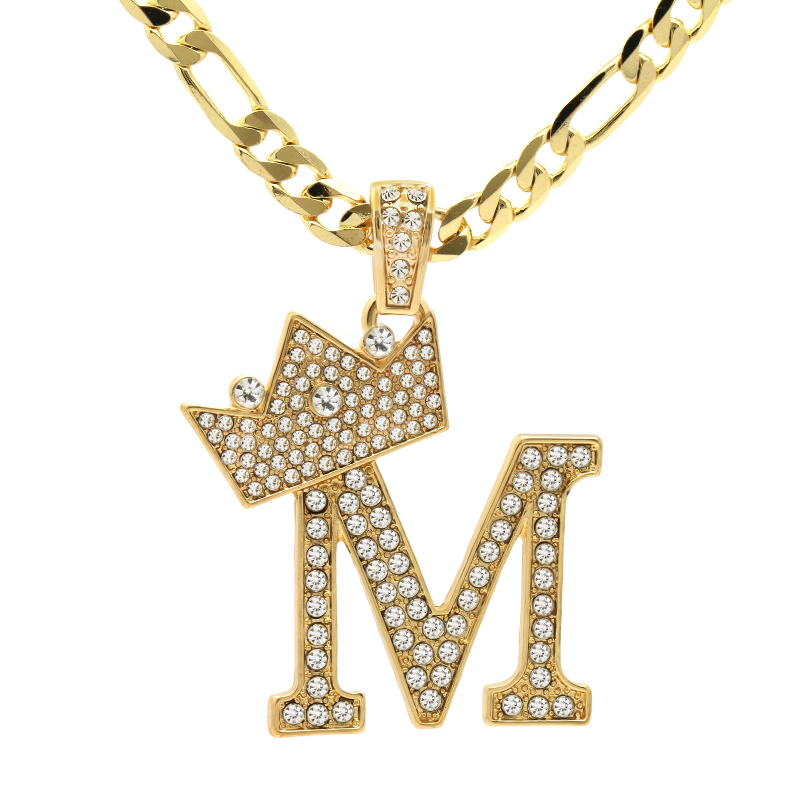 FIGARO CHAIN ALPHABET PENDANT CROWN A-Z