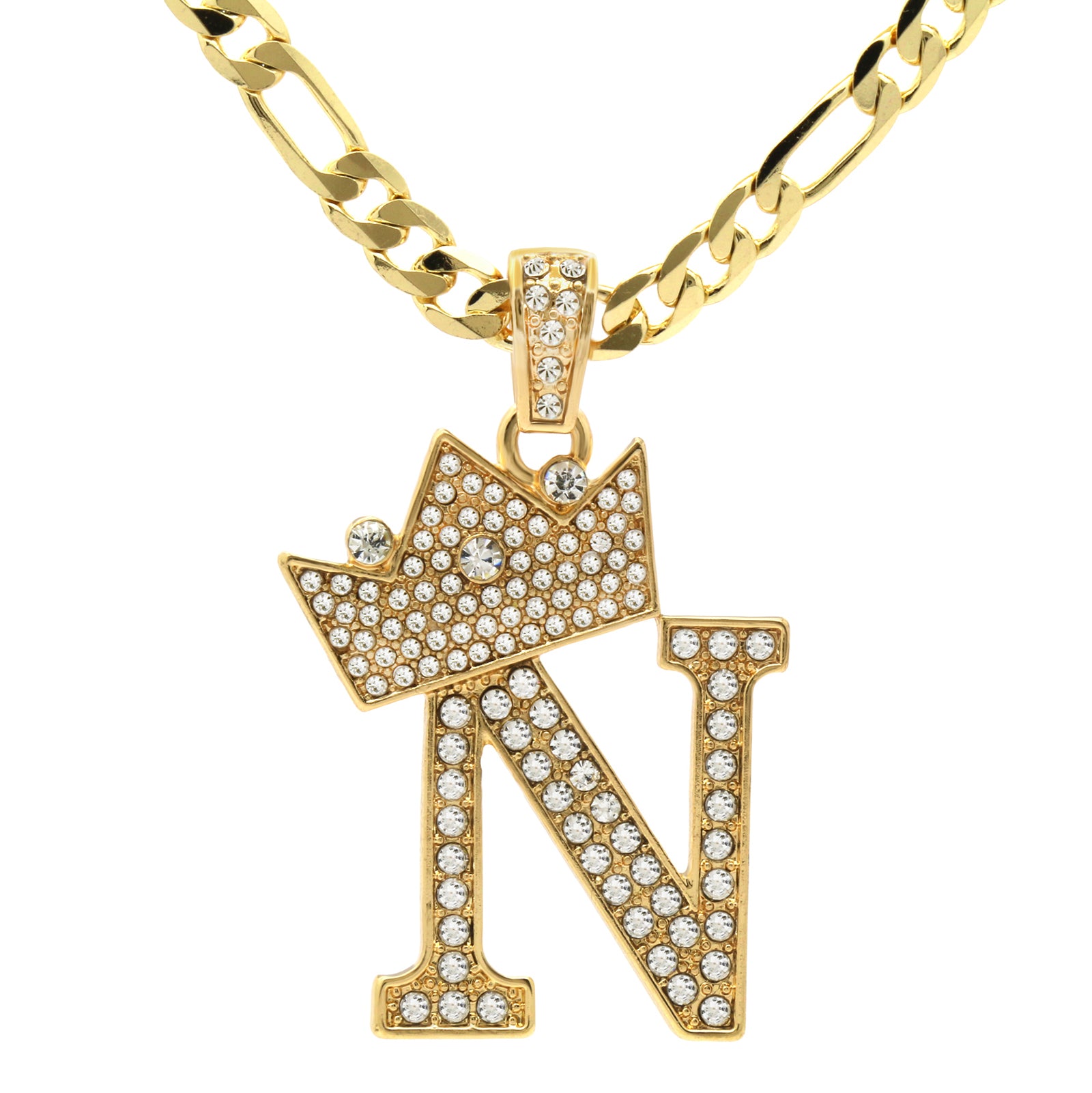 FIGARO CHAIN ALPHABET PENDANT CROWN A-Z