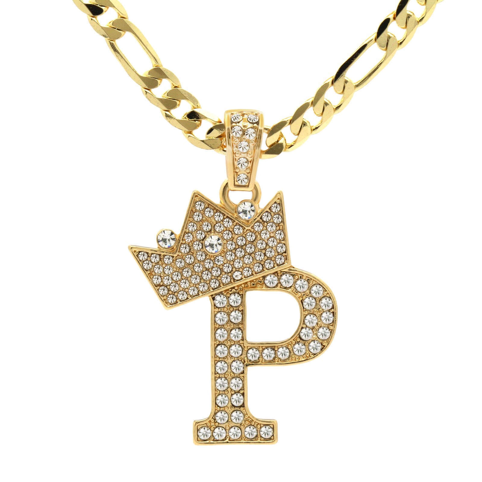 FIGARO CHAIN ALPHABET PENDANT CROWN A-Z