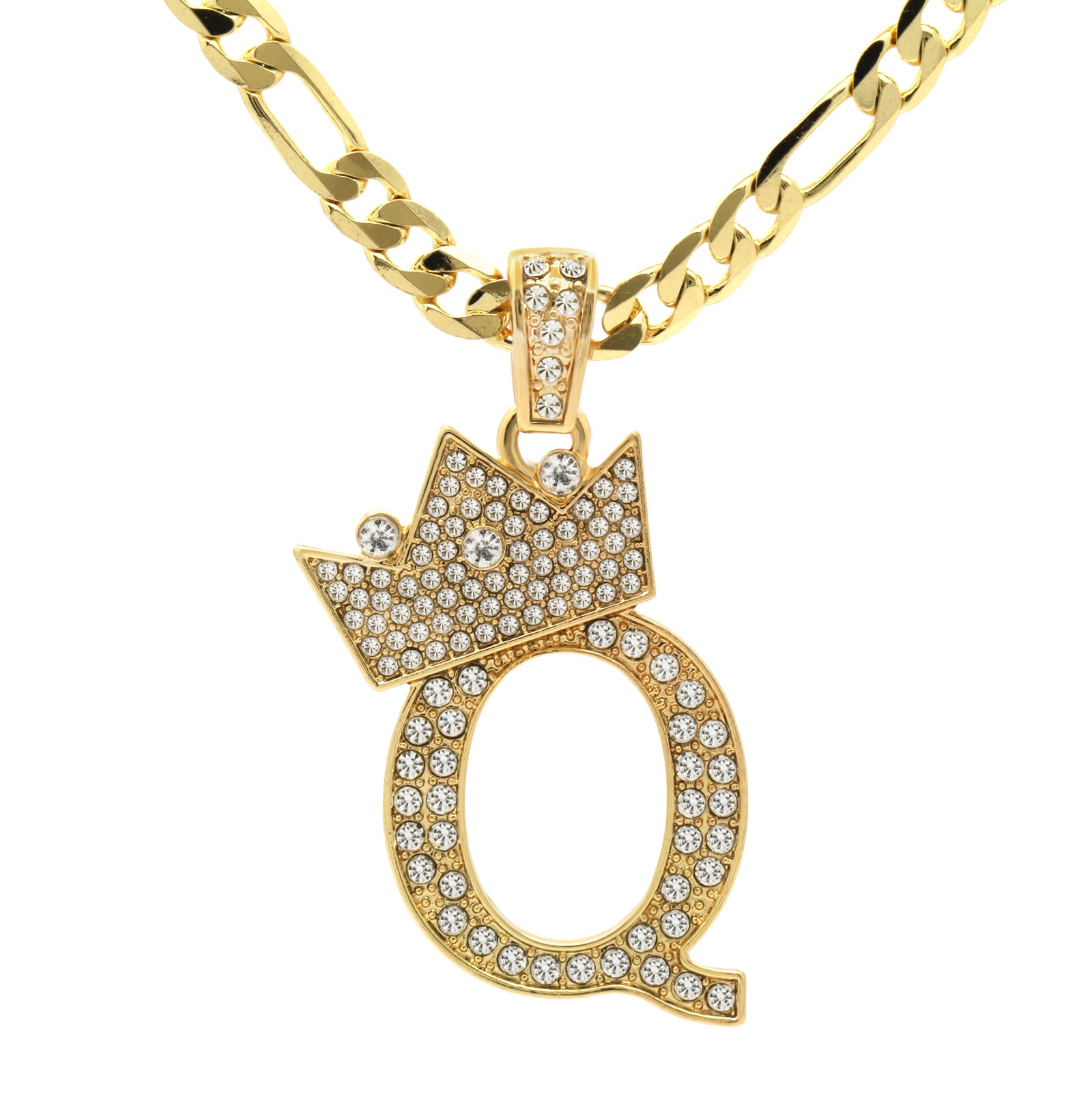 FIGARO CHAIN ALPHABET PENDANT CROWN A-Z
