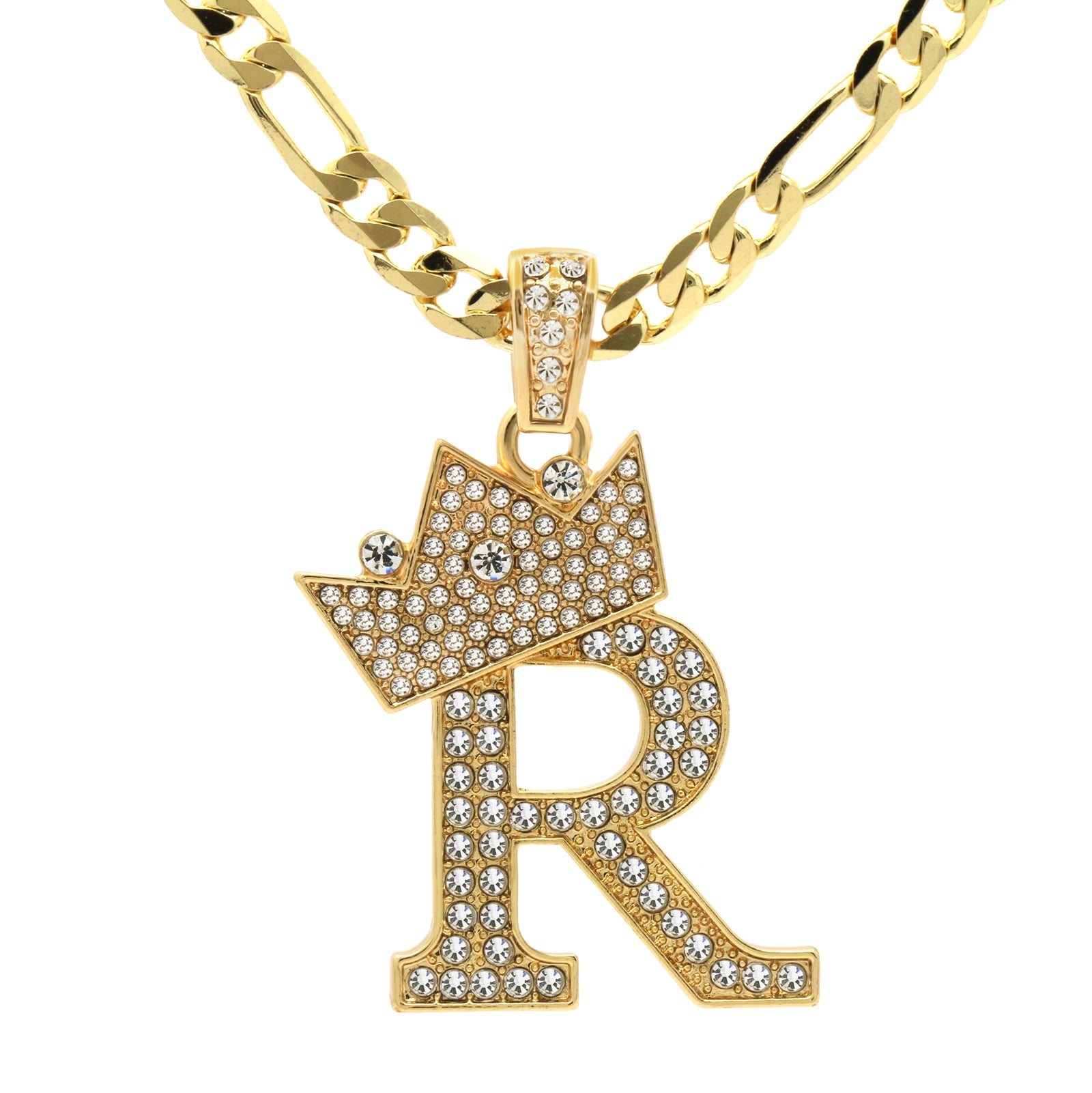 FIGARO CHAIN ALPHABET PENDANT CROWN A-Z