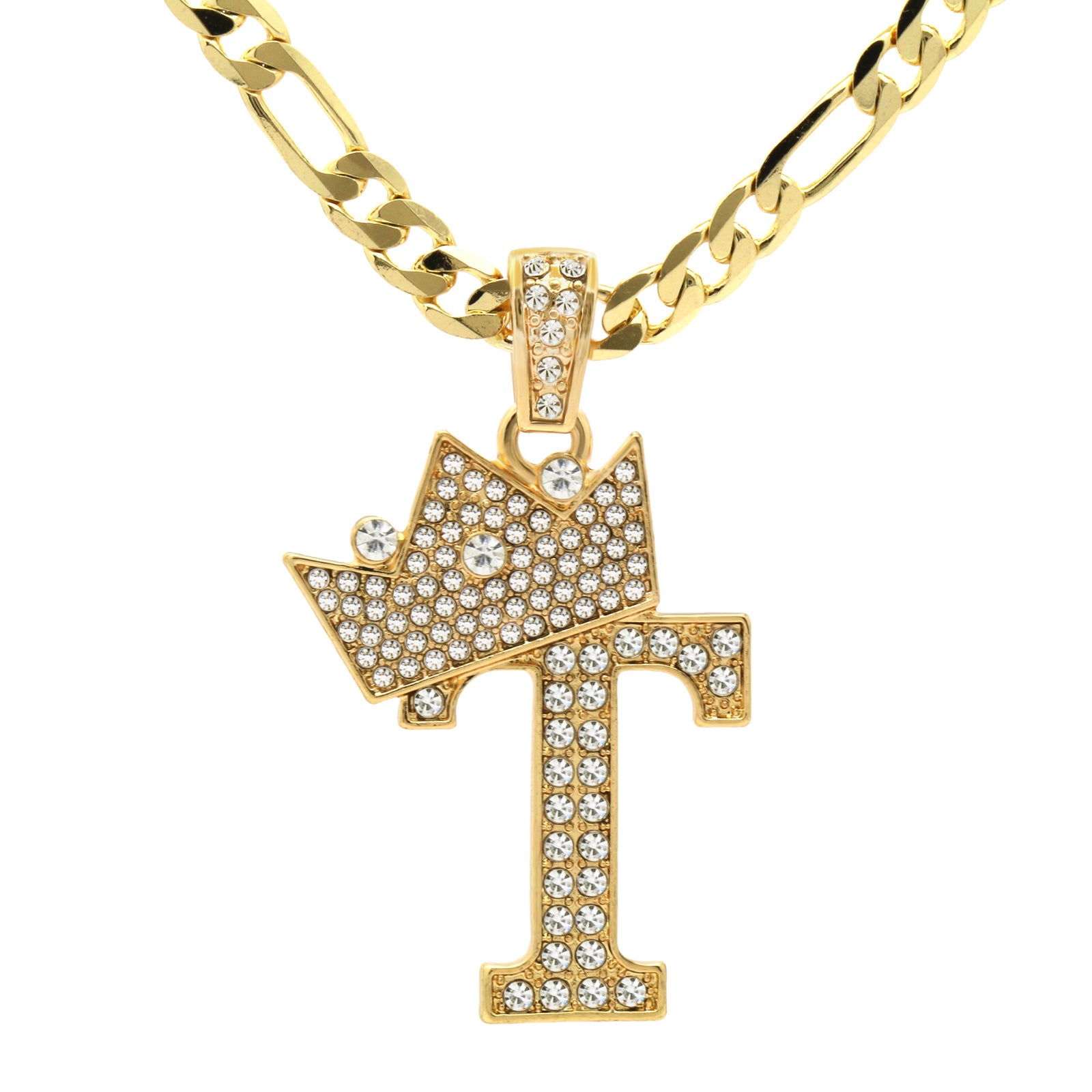 FIGARO CHAIN ALPHABET PENDANT CROWN A-Z
