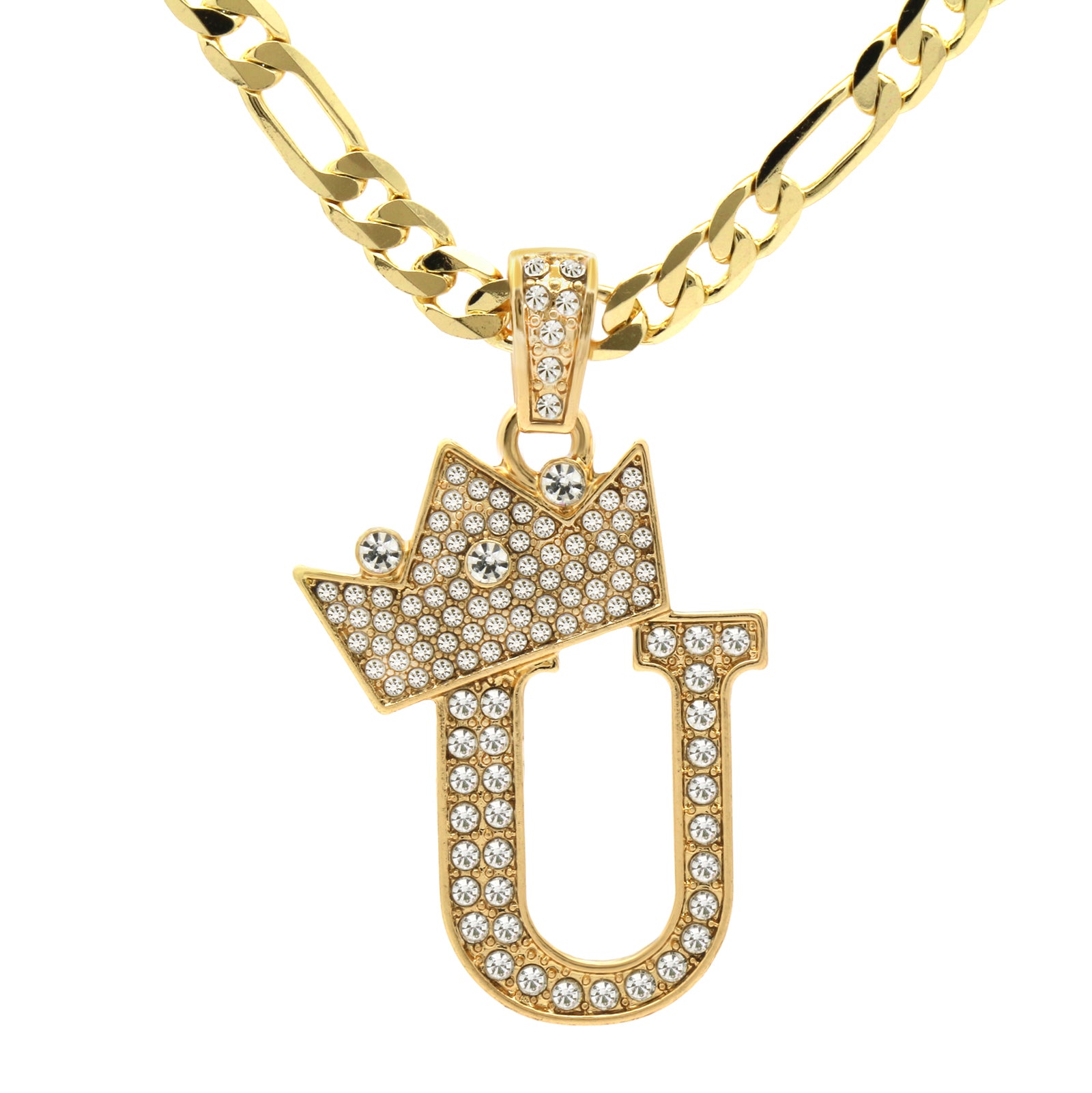 FIGARO CHAIN ALPHABET PENDANT CROWN A-Z