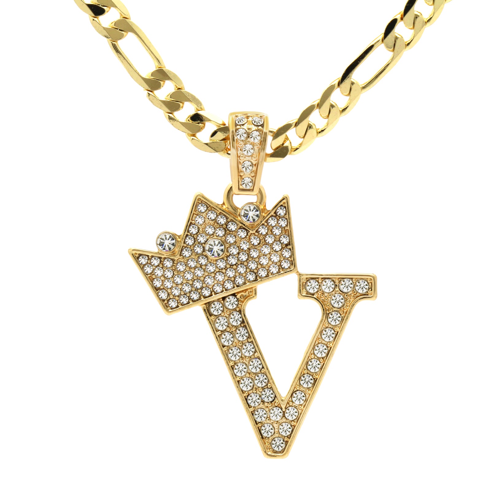 FIGARO CHAIN ALPHABET PENDANT CROWN A-Z