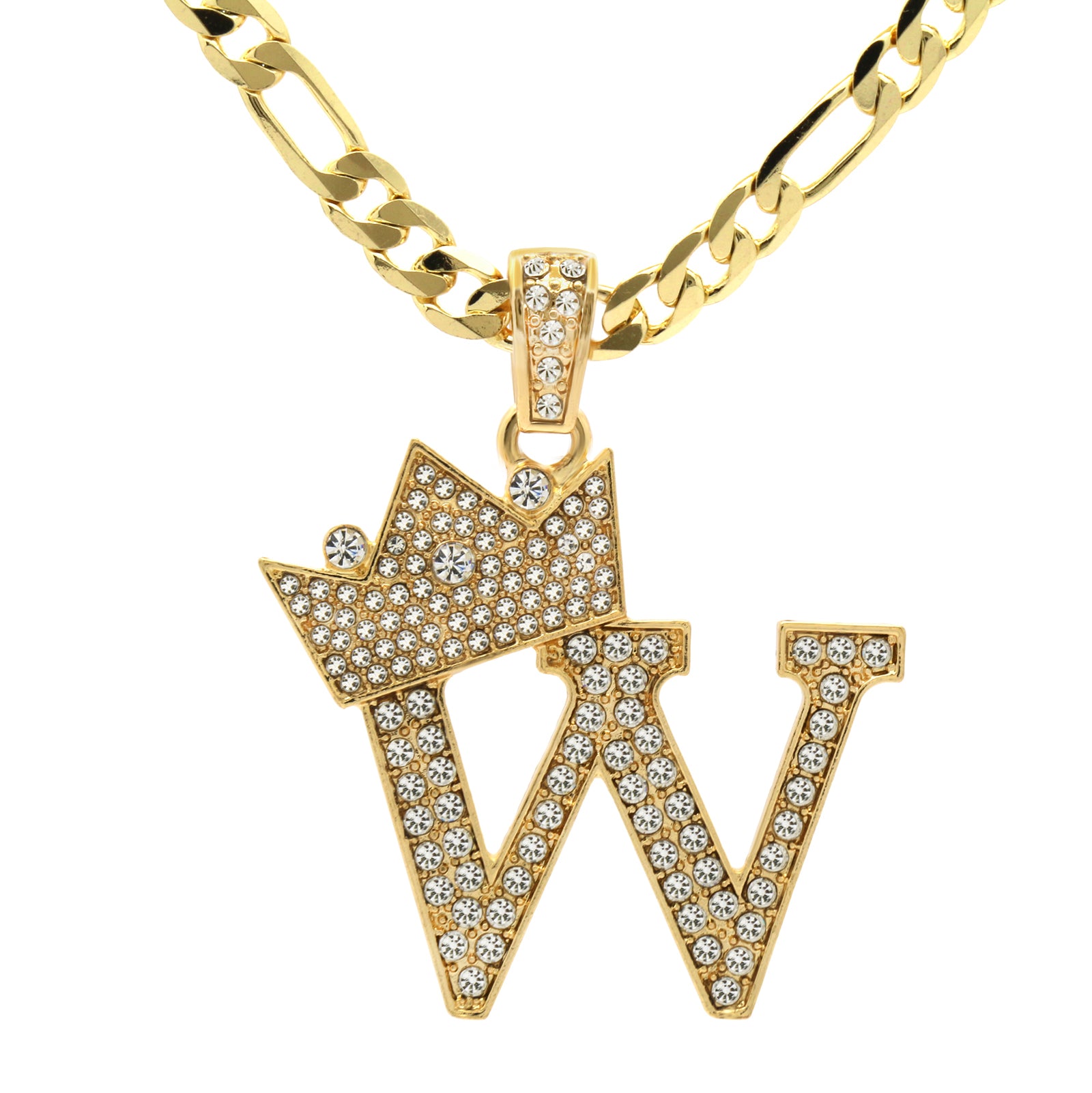 FIGARO CHAIN ALPHABET PENDANT CROWN A-Z
