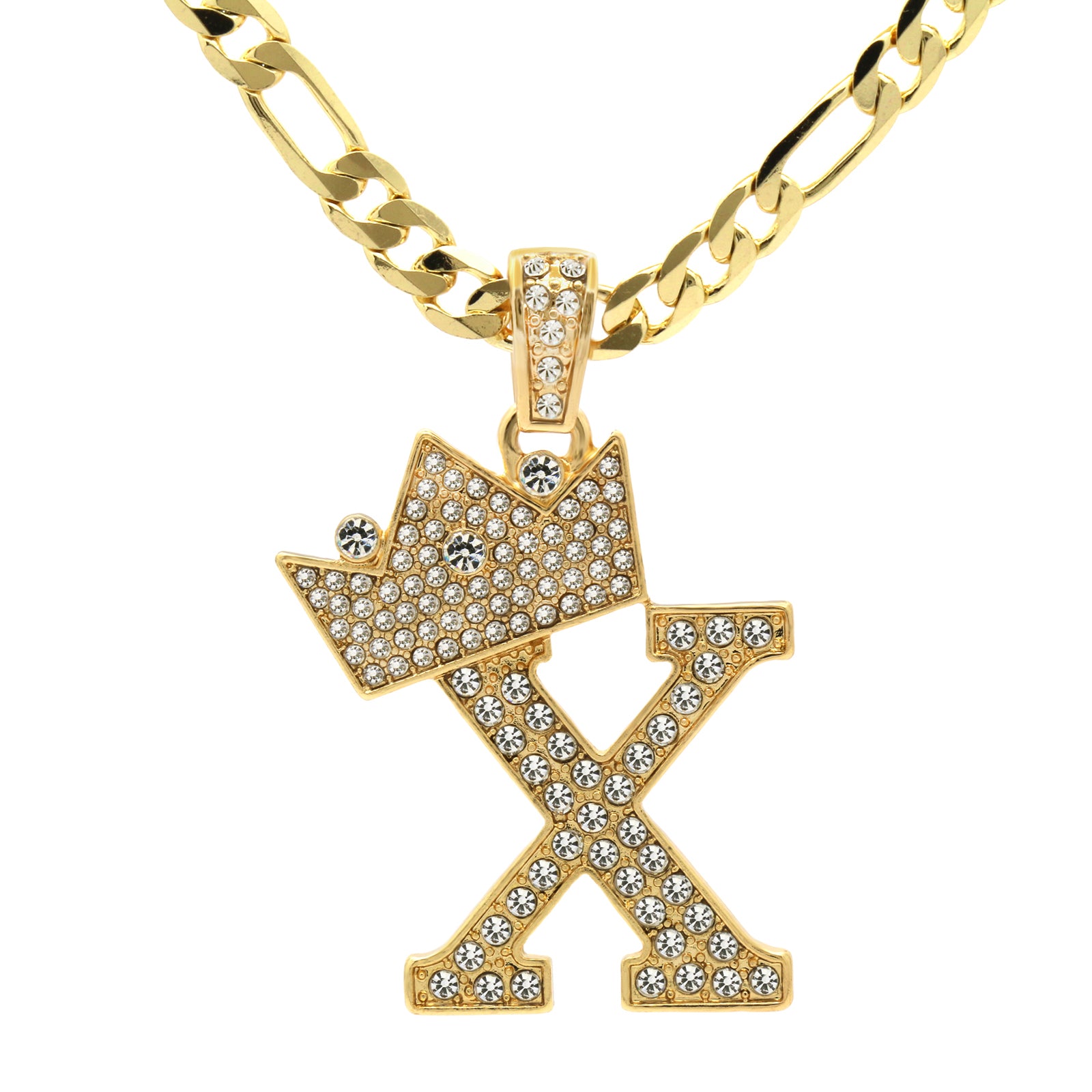 FIGARO CHAIN ALPHABET PENDANT CROWN A-Z