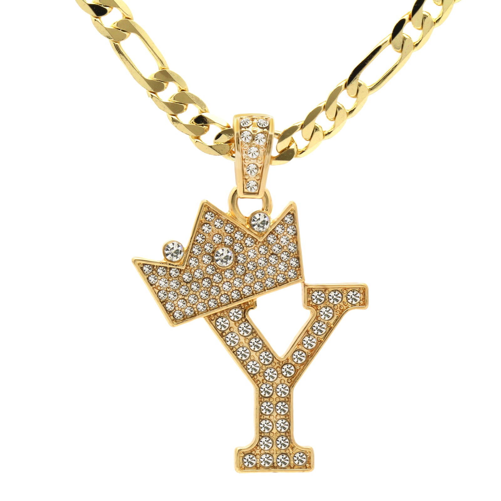 FIGARO CHAIN ALPHABET PENDANT CROWN A-Z