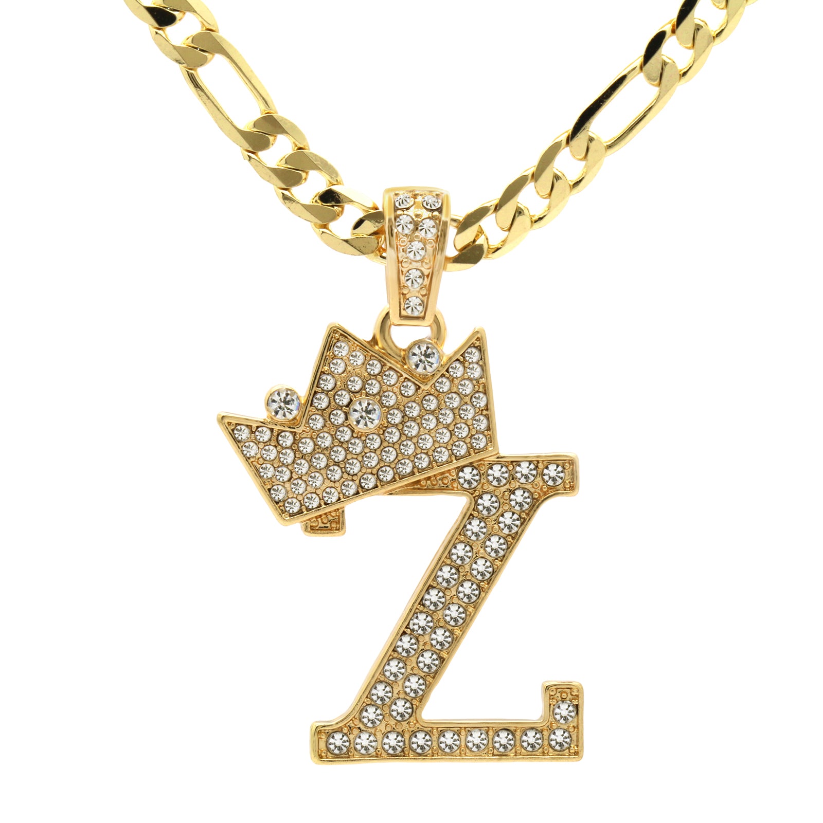 FIGARO CHAIN ALPHABET PENDANT CROWN A-Z