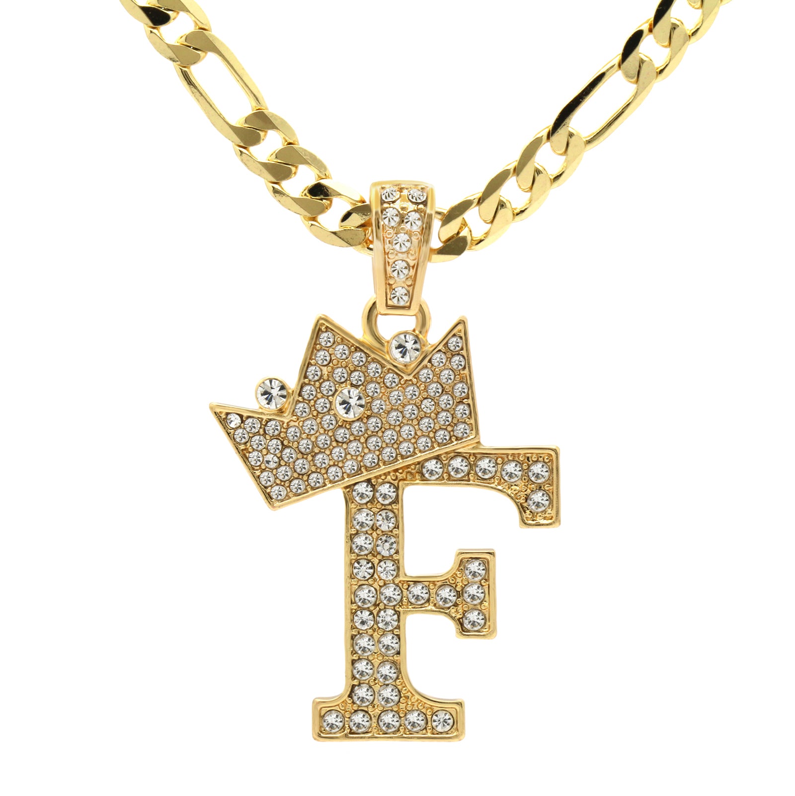 FIGARO CHAIN ALPHABET PENDANT CROWN A-Z