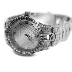 White Gold Ice Out Techno KING Watch & Bracelet SET 6