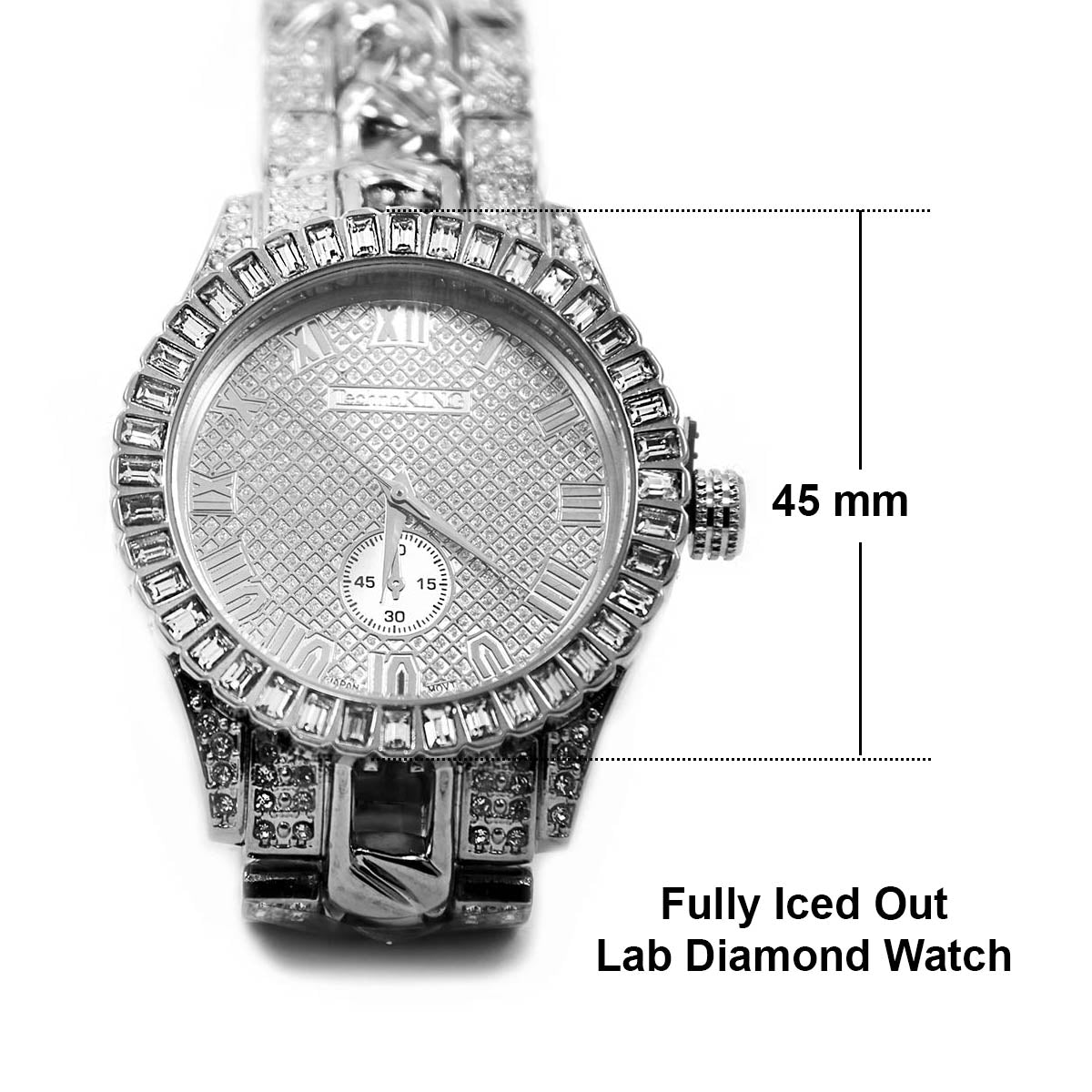 White Gold Ice Out Techno KING Watch & Bracelet SET 6