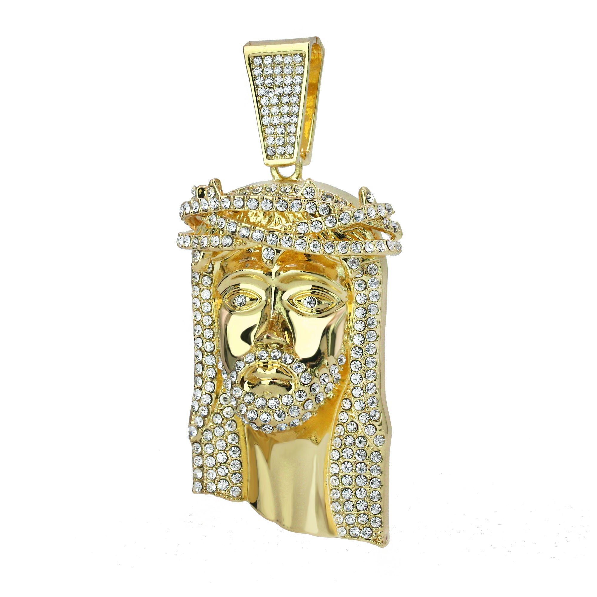 CROWN JESUS FACE PENDANT TWO 30" CUBAN CHAIN