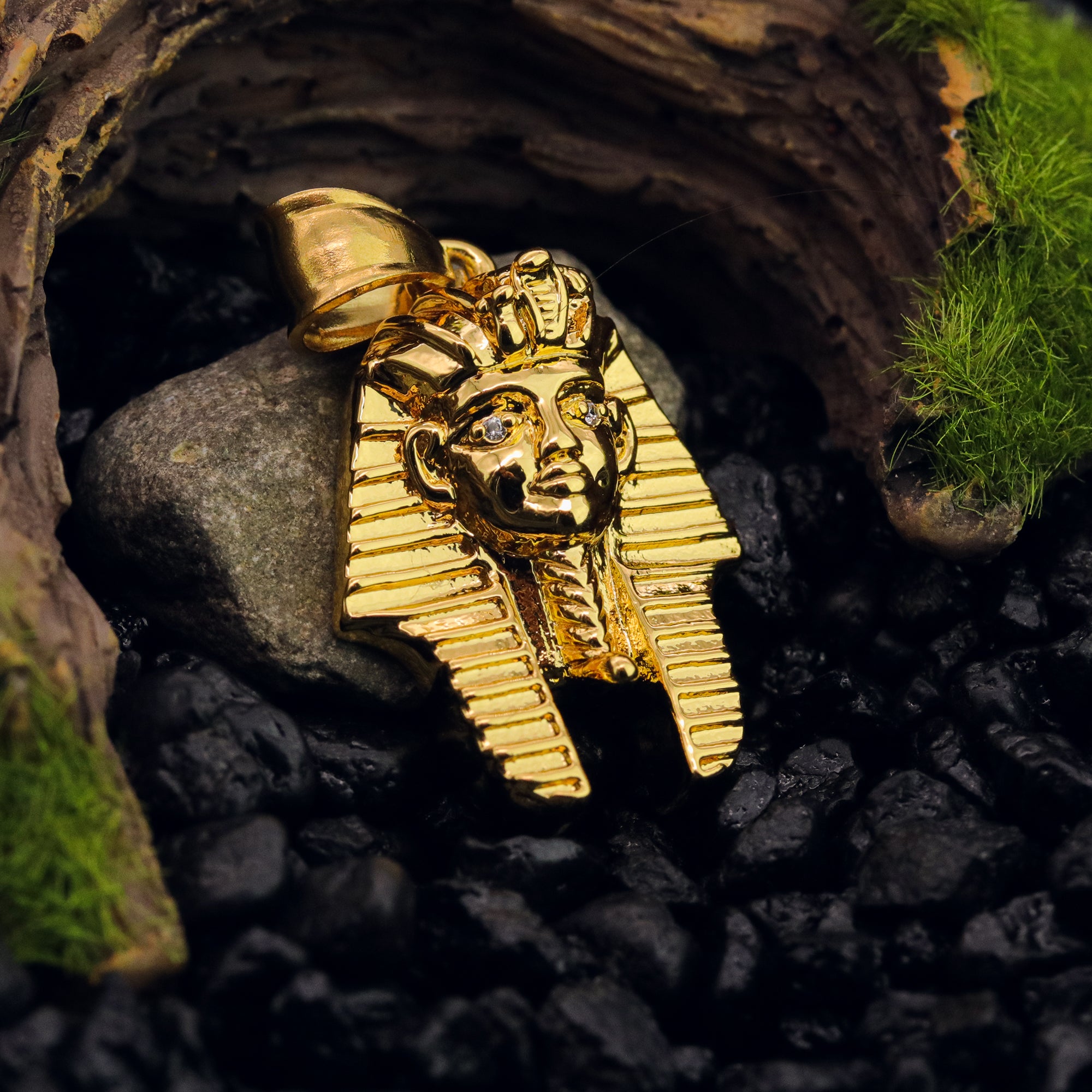 Pharaoh Pendant 24" Cuban Chain Hip Hop Style 18k Gold Stainless Steel