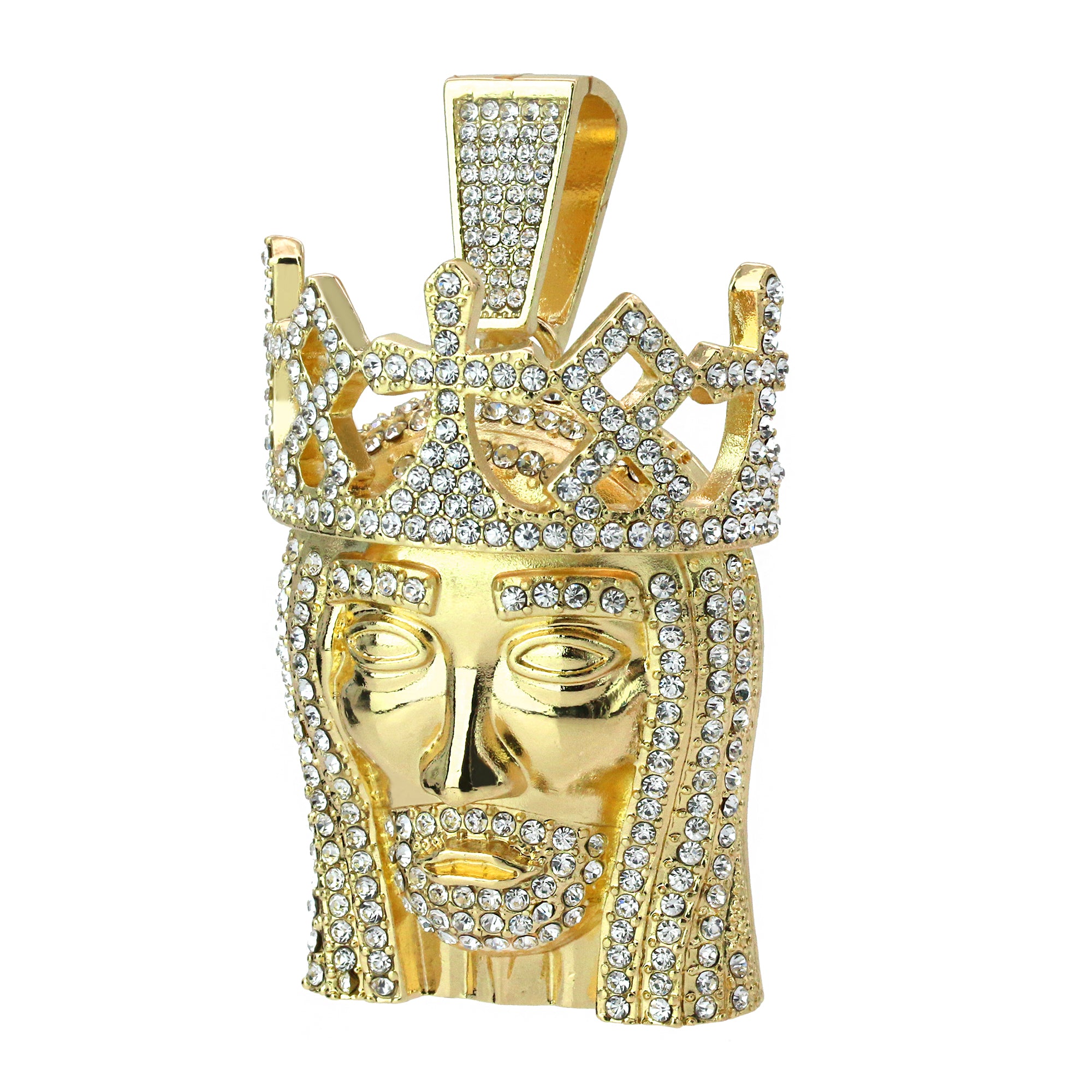 JESUS ROYAL CROWN PENDANT TWO 30" CUBAN CHAIN