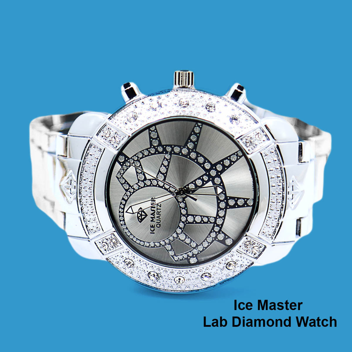 White Gold Ice Out Ice Master Watch & Bracelet SET 7