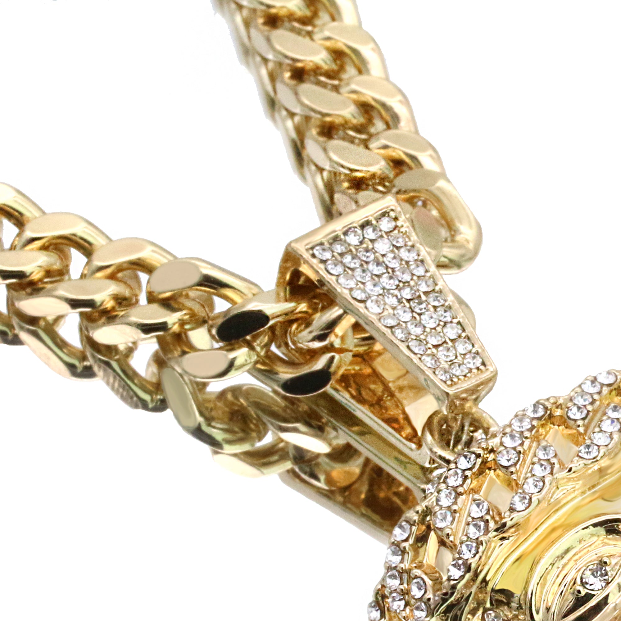 Crown Jesus Face Pendant Set – 10mm Miami Cuban Chain & Bracelet (Gold)
