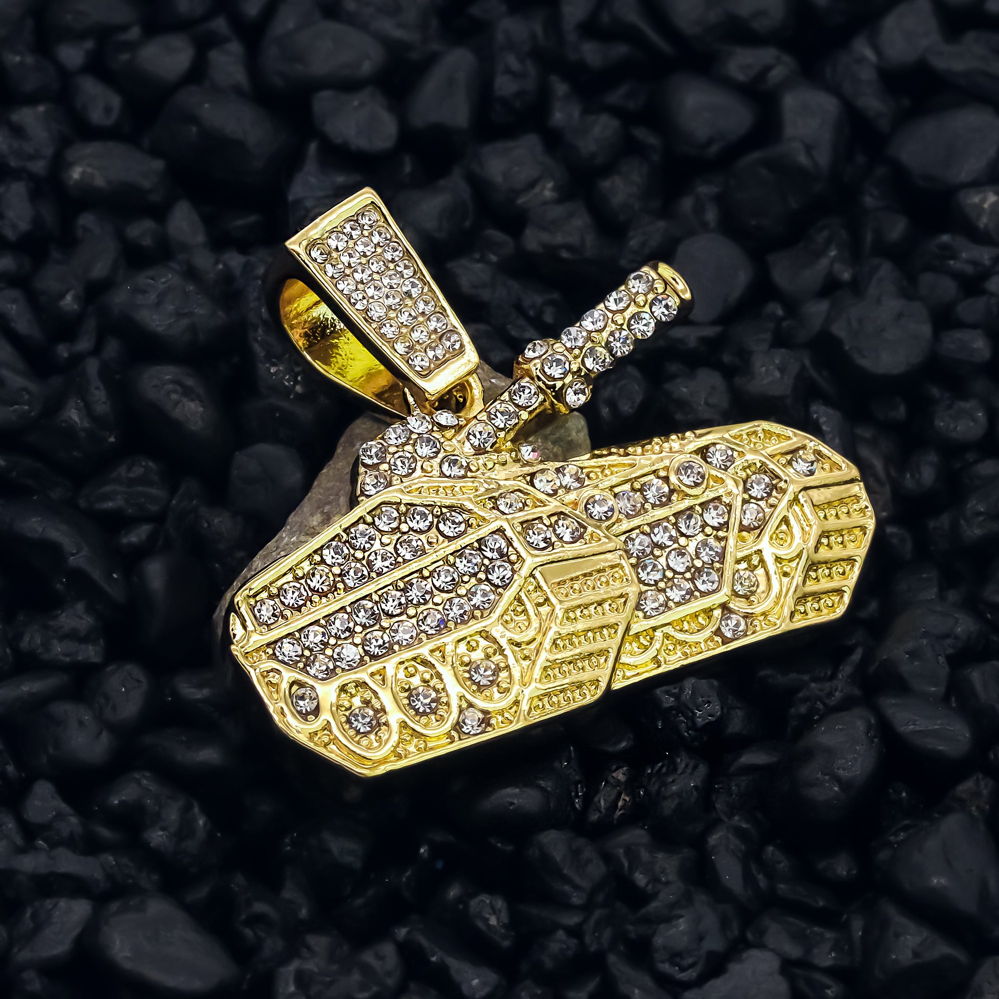 Exquisite Tank Pendant Rope Necklace Chain Men's Hip Hop 18k Cz Jewelry