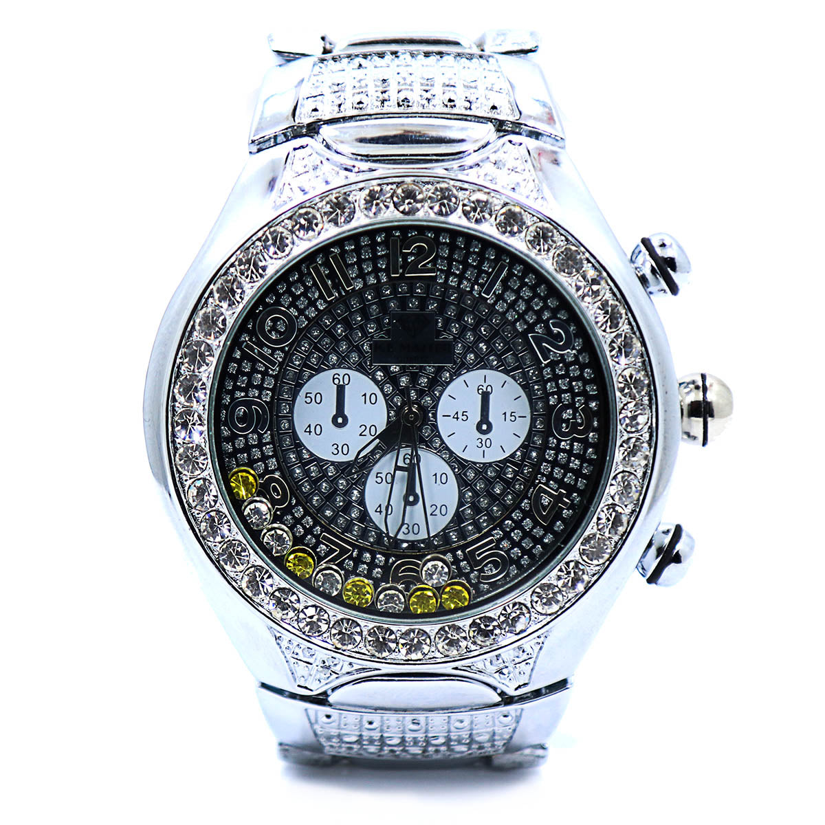 White Gold Ice Out Ice Master Watch & Bracelet SET 9 Black