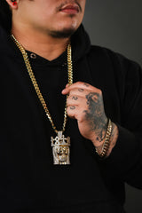 Gold Cross Jesus Pendant Necklace – 10mm Miami Cuban Link Chain (30")