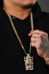 ROYAL CROWN JESUS FACE PENDANT 30" CUBAN CHAIN