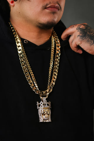 JESUS ROYAL CROWN PENDANT TWO 30" CUBAN CHAIN